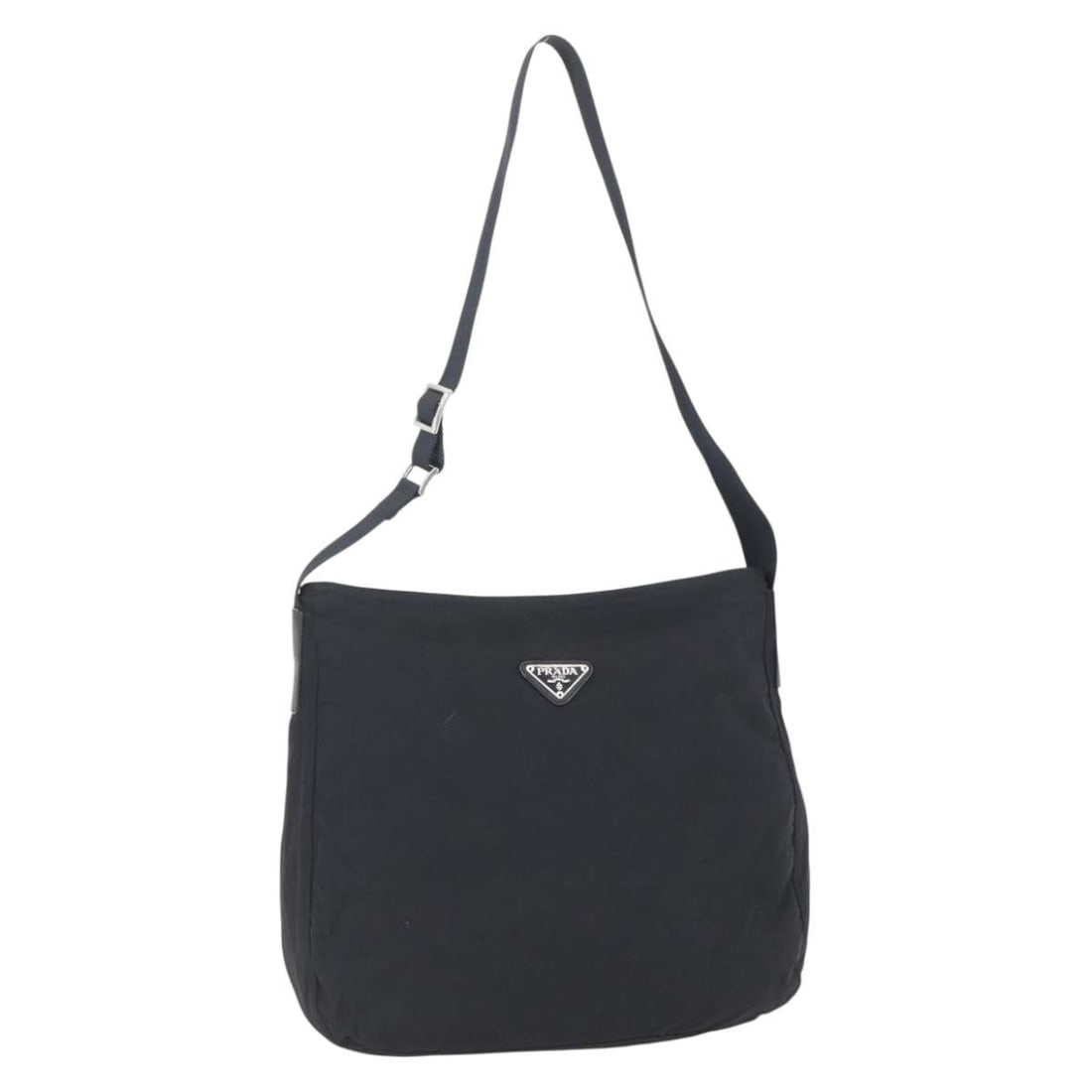 PRADA Black Silver Nylon Shoulder Bag Authentic Italy: PRADA Black Silver Nylon Shoulder Bag Authentic Italy This authentic PRADA shoulder bag is crafted from durable nylon in a sleek black and silver color scheme. Designed for both style and functionalit