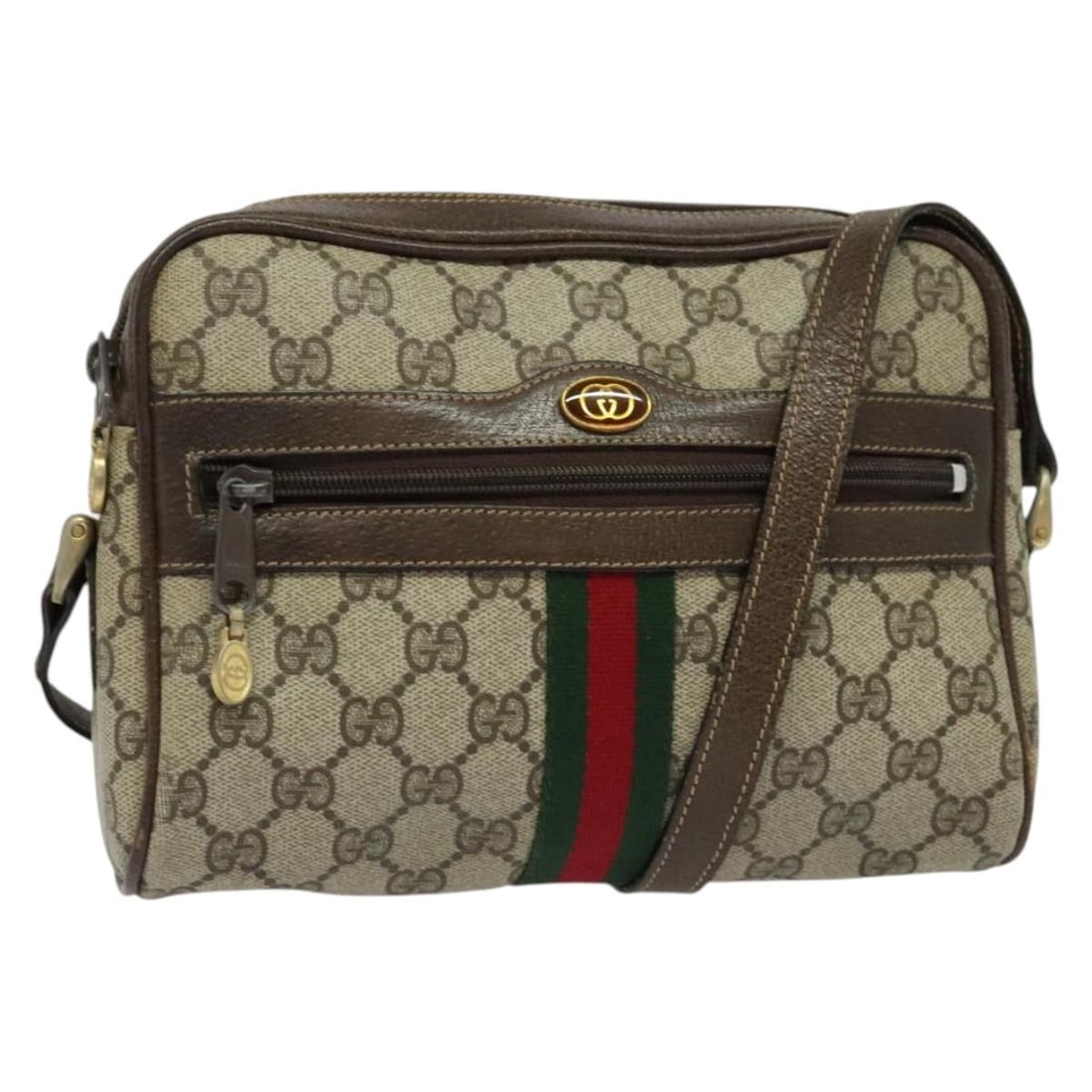 GUCCI GG Supreme Sherry Line Shoulder Bag Beige Gold Made in Italy: GUCCI GG Supreme Sherry Line Shoulder Bag Beige Gold Made in Italy This GUCCI GG Supreme Web Sherry Line Shoulder Bag is a luxurious accessory crafted in Italy, featuring a stylish beige and gold colo