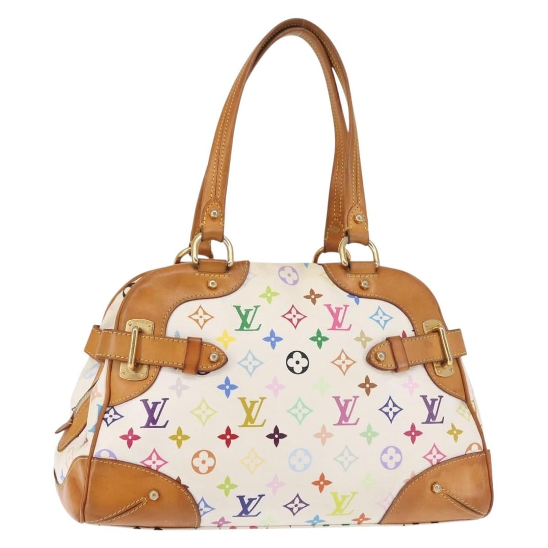 LOUIS VUITTON Monogram Multicolor Claudia Hand Bag White M40193 Auth (1 of 18)