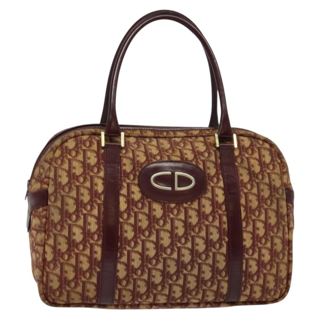 Christian Dior Red Gold Trotter Canvas Hand Bag Auth BA2709: Christian Dior Red Gold Trotter Canvas Hand Bag Auth BA2709 This Christian Dior Trotter Canvas Hand Bag is a luxurious accessory featuring a striking red and gold color combination. Crafted from durab