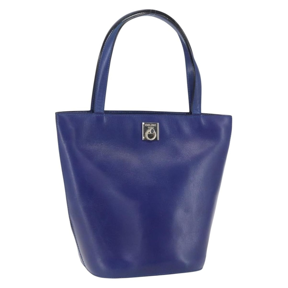 CELINE Leather Hand Bag Blue Silver Authentic Italy 159740: CELINE Leather Hand Bag Blue Silver Authentic Italy 159740 This authentic CELINE Hand Bag is crafted from high-quality leather in a striking blue and silver color combination, exuding elegance and sop