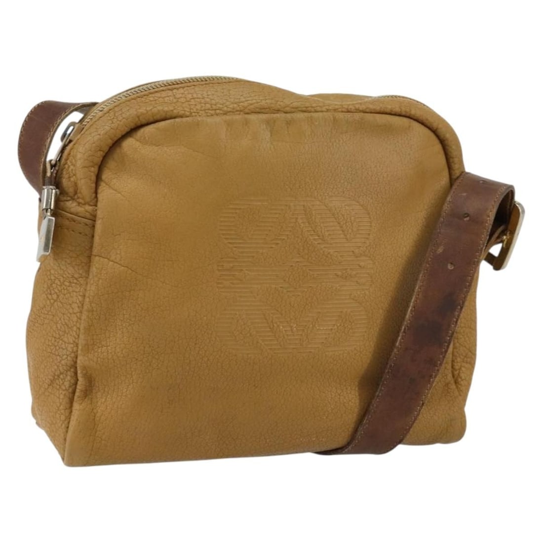 LOEWE Anagram Beige Gold Leather Shoulder Bag Spain (1 of 18)