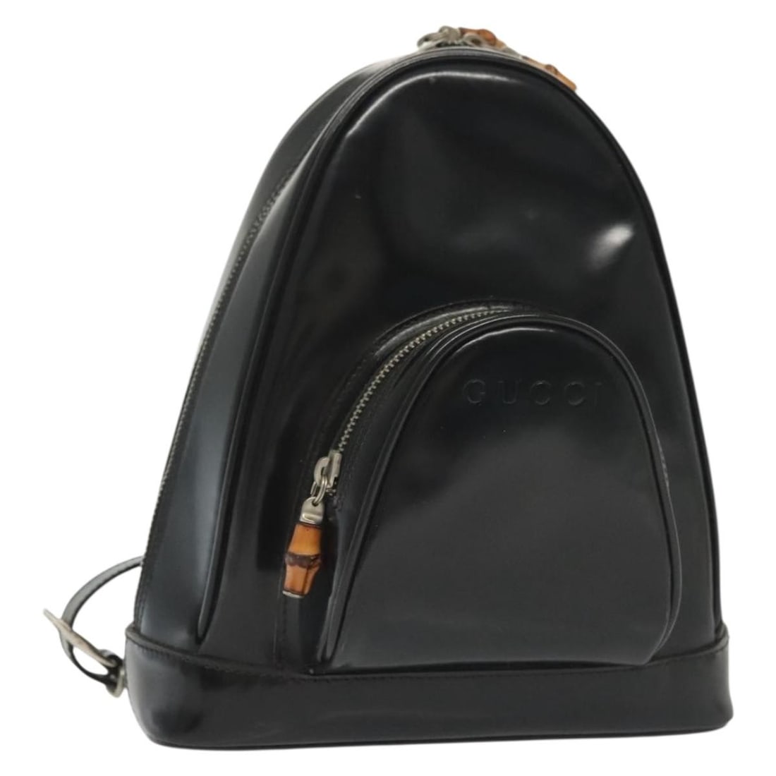 GUCCI Bamboo Body Bag Black Silver Patent Leather 003 3444 0127 Auth: GUCCI Bamboo Body Bag Black Silver Patent Leather 003 3444 0127 Auth The GUCCI Bamboo Body Bag is a stylish accessory crafted from high-quality patent leather in an elegant black and silver color comb