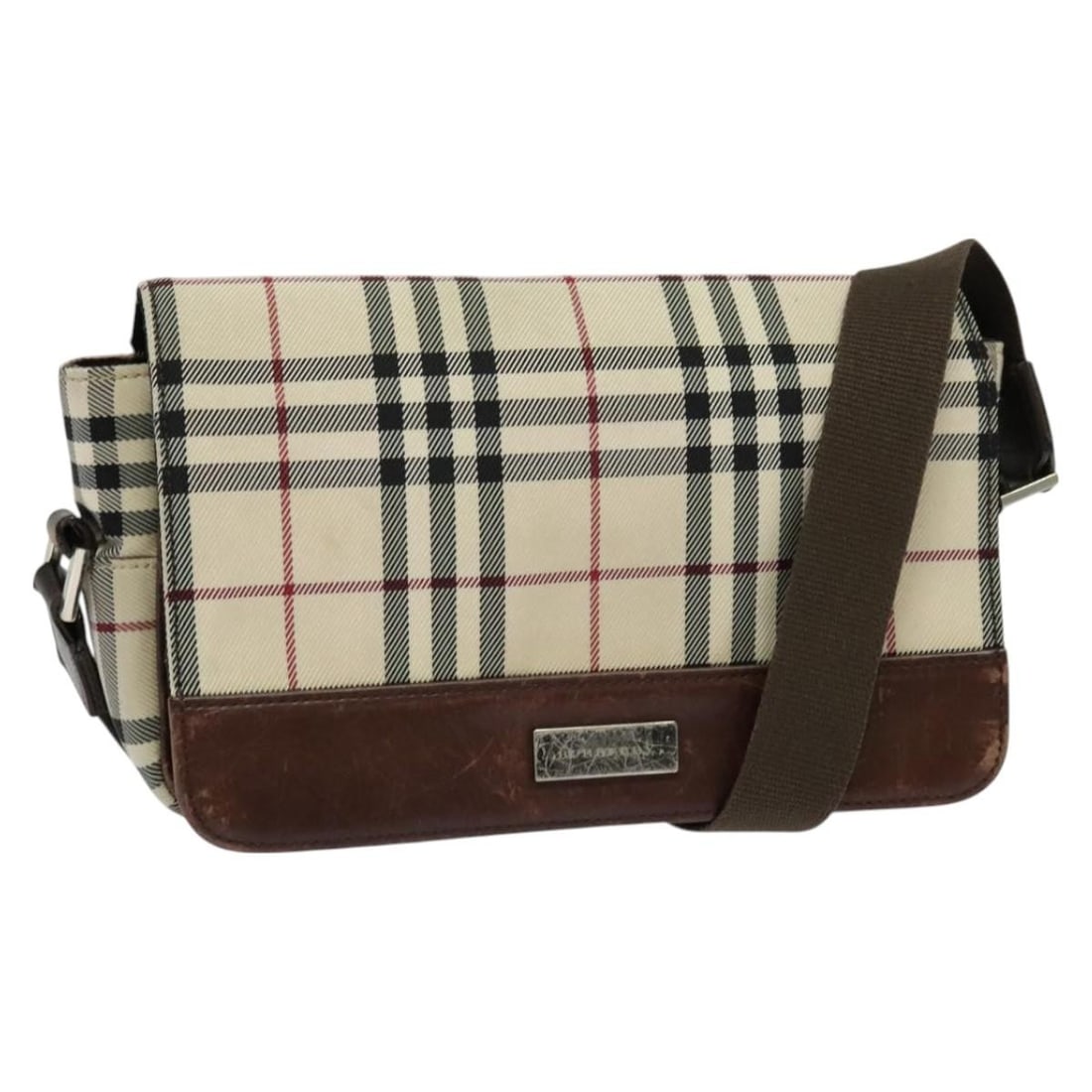 Burberry Nova Check Beige Silver Canvas Shoulder Bag Auth BA2710: Burberry Nova Check Beige Silver Canvas Shoulder Bag Auth BA2710 This Burberry Nova Check Shoulder Bag combines classic design with practicality. Crafted from durable canvas in a chic beige and silver