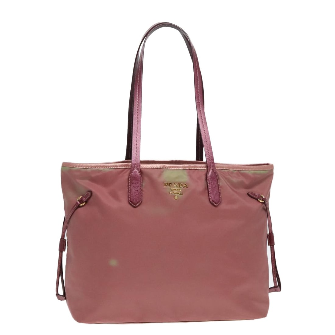 PRADA Pink Nylon Tote Bag Made in Italy 93878: PRADA Pink Nylon Tote Bag Made in Italy 93878 This PRADA Tote Bag is a stylish accessory made from durable nylon in an attractive pink color. It features a spacious interior with dimensions approximat