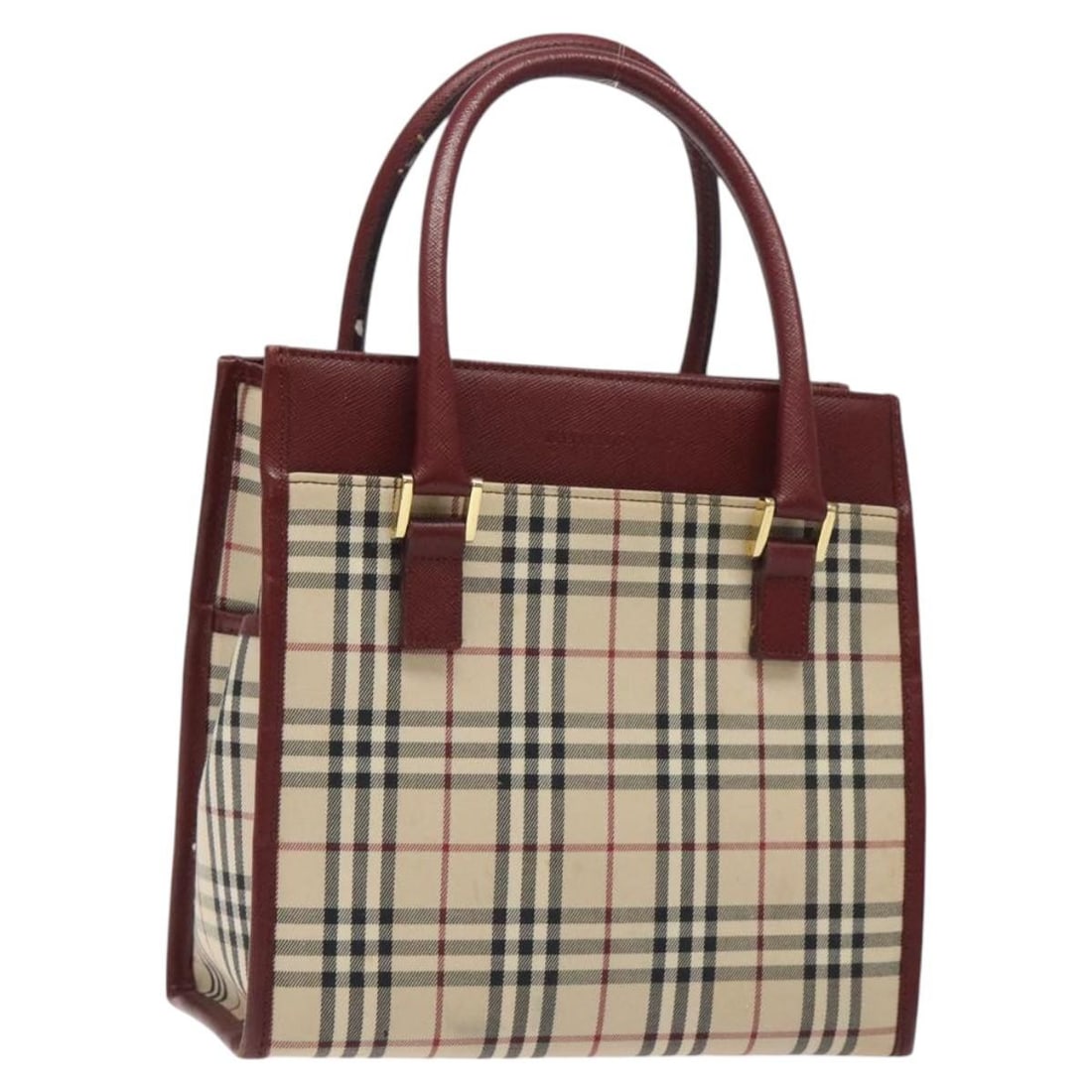 Burberry Nova Check Hand Bag Canvas Beige Gold Auth: Burberry Nova Check Hand Bag Canvas Beige Gold Auth This Burberry Nova Check Hand Bag is a stylish accessory that combines functionality with the iconic Burberry design. Crafted from durable canvas, t
