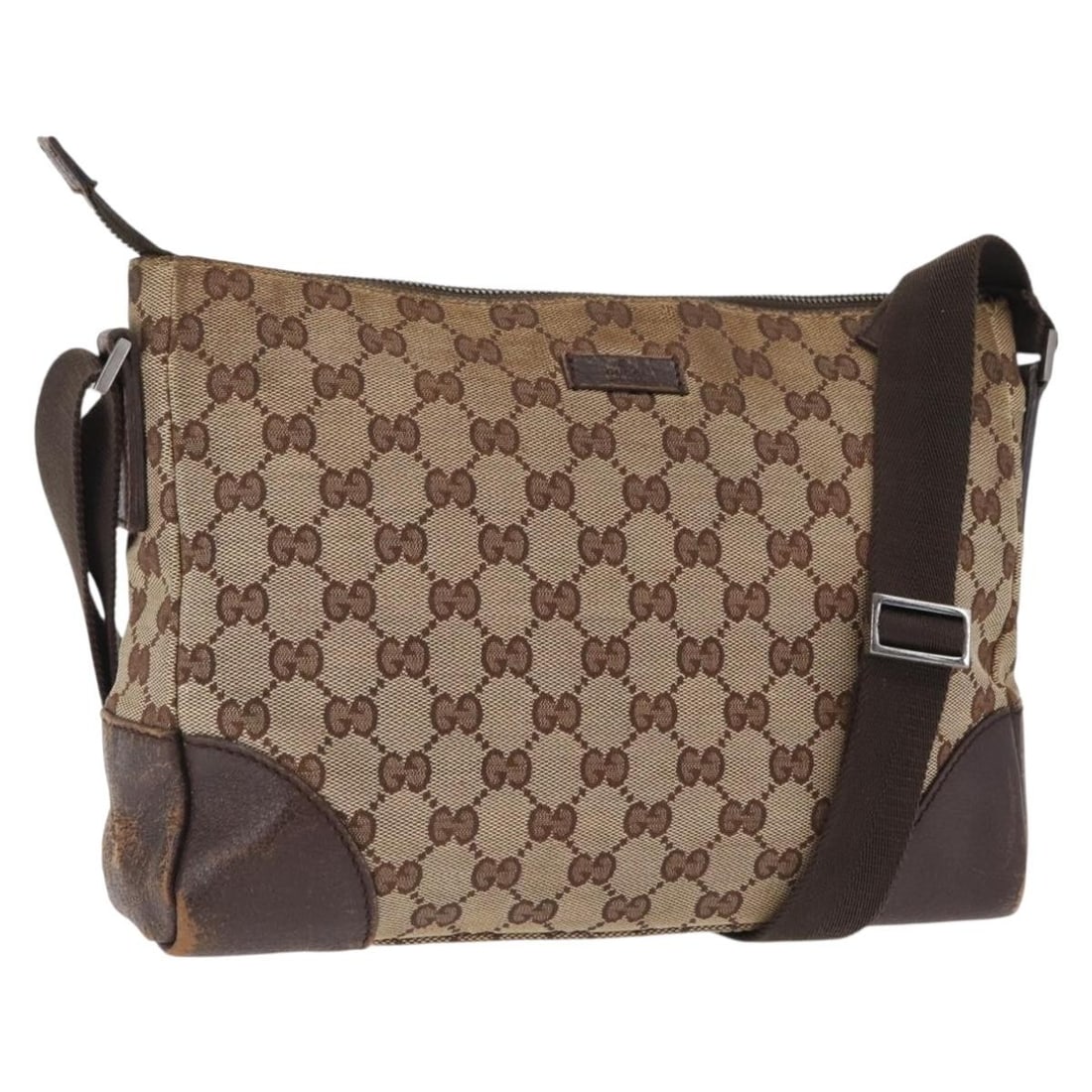 Beige and Silver GG Canvas Shoulder Bag by Gucci Model 114273: Beige and Silver GG Canvas Shoulder Bag by Gucci Model 114273 This is a Gucci GG Canvas shoulder bag featuring a beige and silver color scheme. Crafted from signature GG canvas with leather trim, the