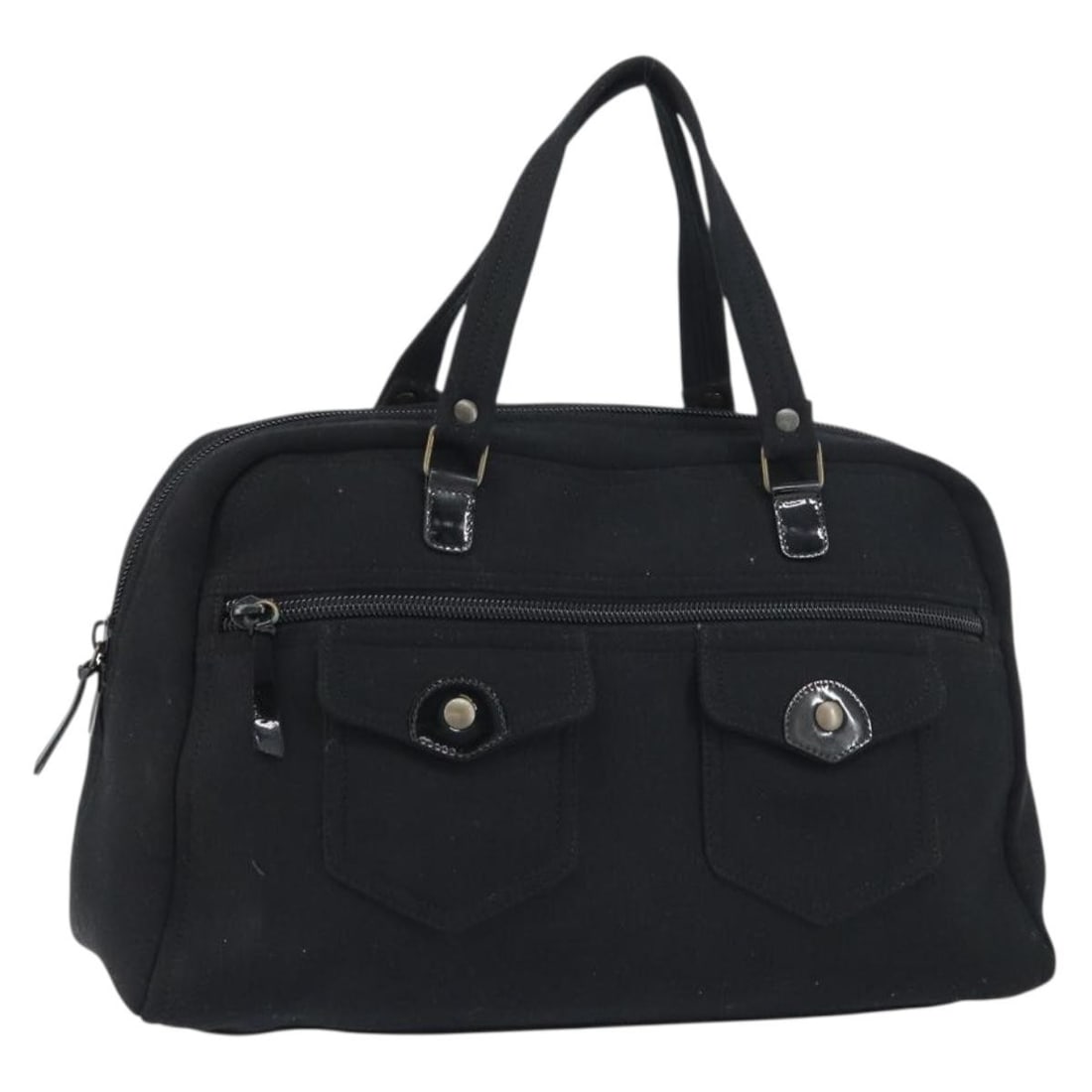 Miu Miu Black Canvas Hand Bag Auth Italy 155767: Miu Miu Black Canvas Hand Bag Auth Italy 155767 This authentic Miu Miu hand bag is crafted in Italy from durable black canvas, offering a stylish yet practical accessory for everyday use. Its dimensio