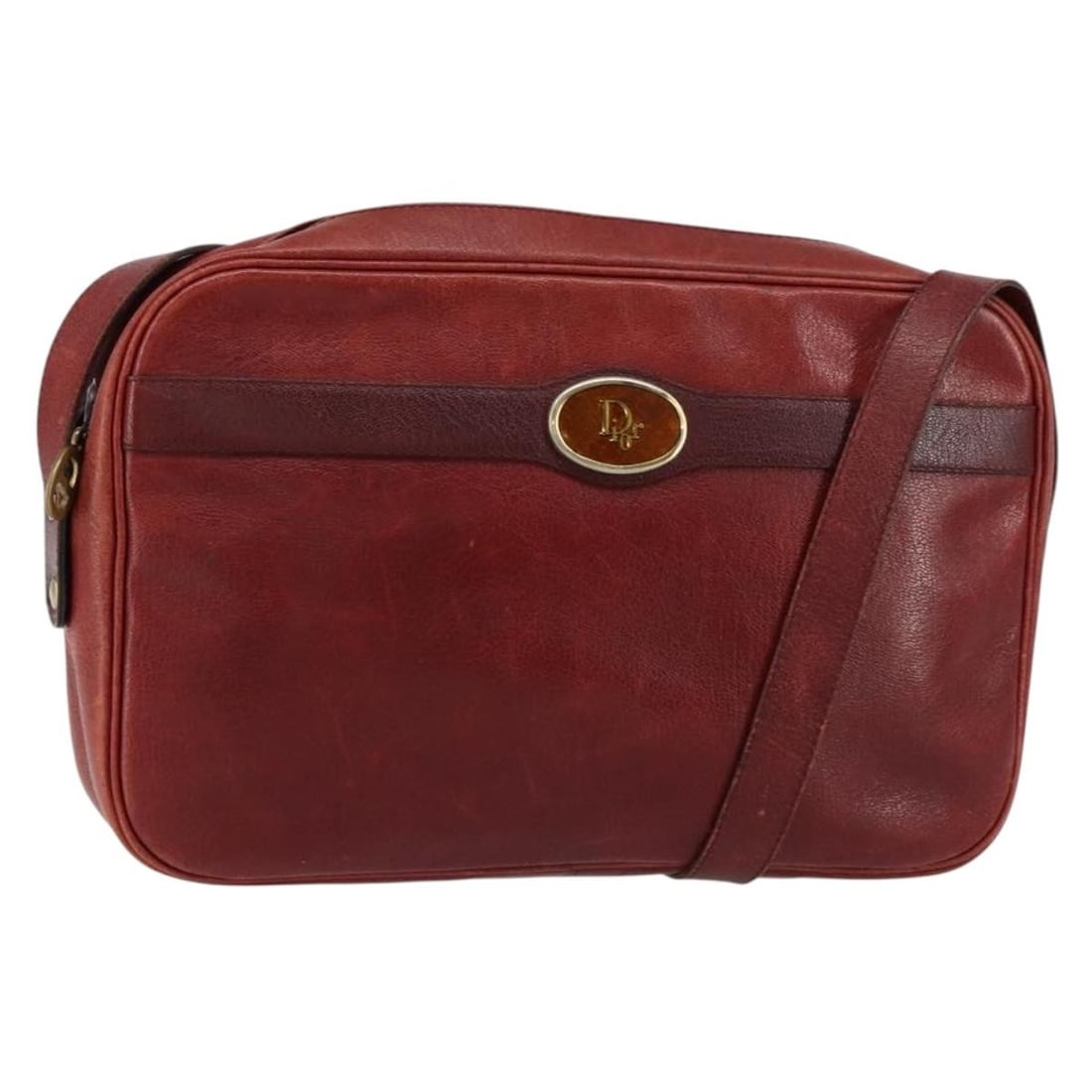 Christian Dior Red Gold Leather Shoulder Bag Auth (1 of 18)