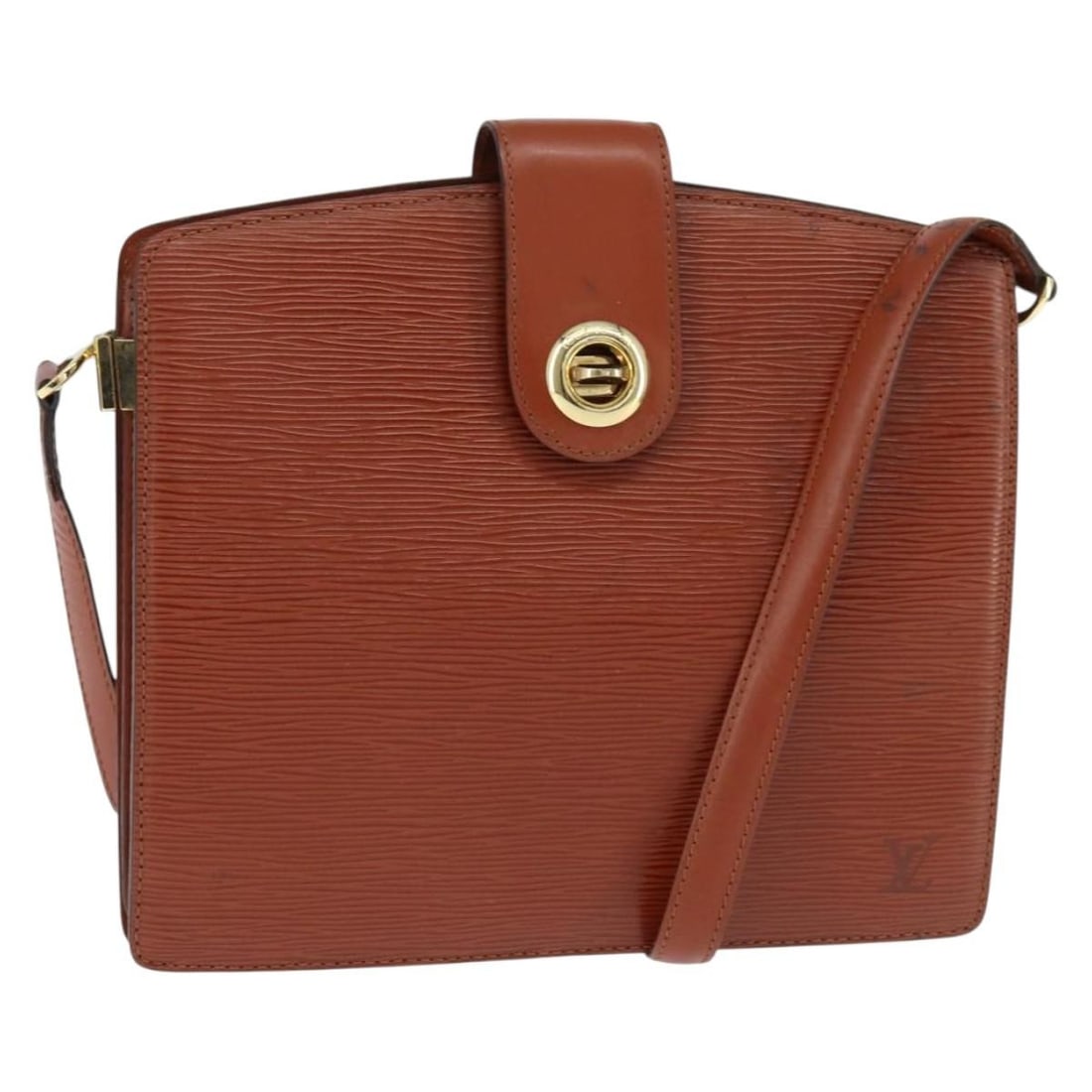 LOUIS VUITTON Epi Capuchin Shoulder Bag Brown M52343 Made in France: LOUIS VUITTON Epi Capuchin Shoulder Bag Brown M52343 Made in France This authentic Louis Vuitton Epi Capuchin Shoulder Bag is crafted in luxurious brown Epi leather, showcasing a stylish and functiona