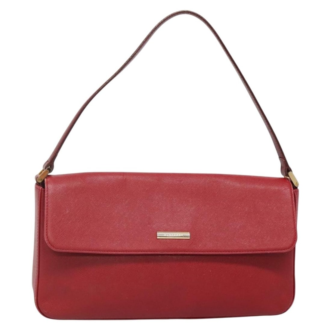 BURBERRY Leather Hand Bag Red Gold Authentic 11.8 x 5.9 x 2.8 inches: BURBERRY Leather Hand Bag Red Gold Authentic 11.8 x 5.9 x 2.8 inches This BURBERRY hand bag is a stylish accessory crafted from quality leather, featuring a striking red and gold color combination. De