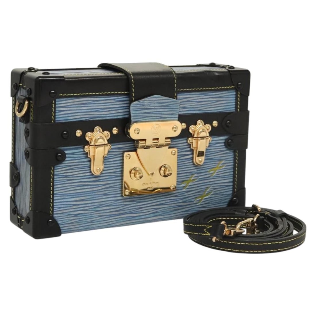 Authentic LOUIS VUITTON Epi Petite Mar Shoulder Bag Blue BA1237A (1 of 18)