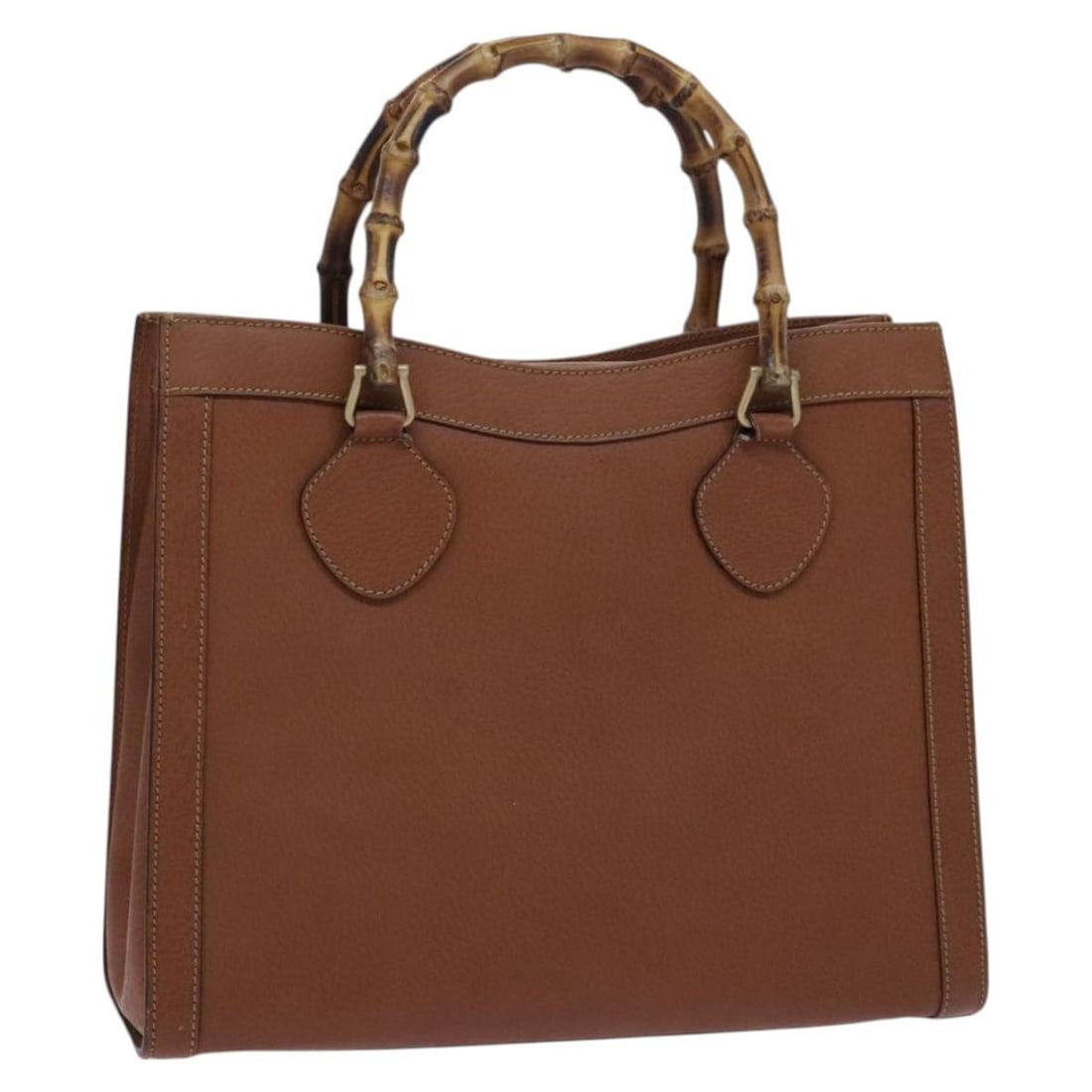 GUCCI Bamboo Hand Bag Leather Brown Gold 002 0260 Made in Italy (1 of 18)