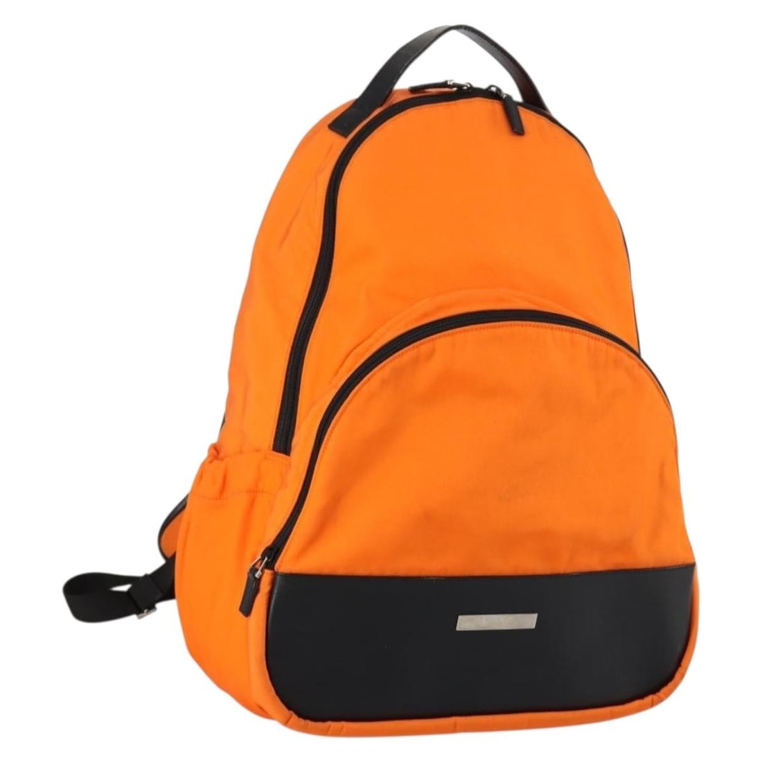 GUCCI Orange Nylon Backpack with Silver Accents Authentic Italy: GUCCI Orange Nylon Backpack with Silver Accents Authentic Italy This stylish GUCCI backpack is crafted from durable nylon in an eye-catching orange and silver color scheme. Perfect for daily use, it f