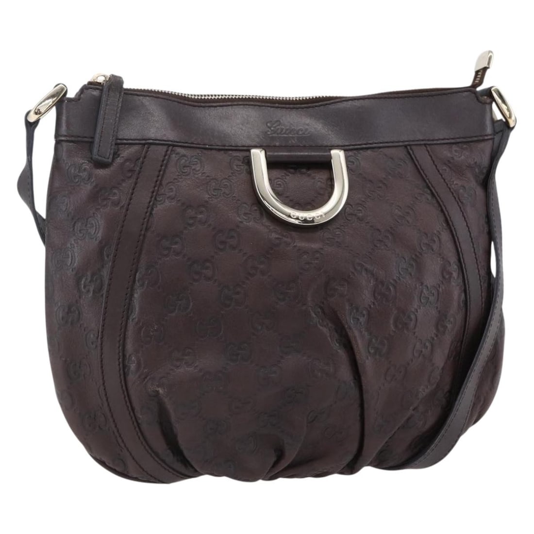 GUCCI GG Canvas Abbey Bag Leather Bordeaux Gold Auth 203257 (1 of 18)