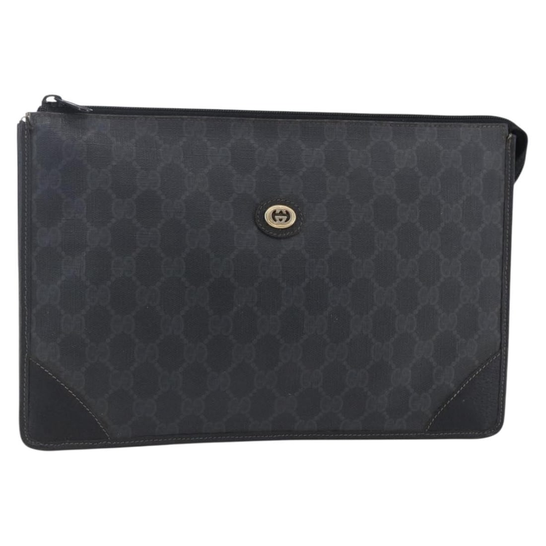 GUCCI GG Supreme Black Clutch Bag PVC 97 01 029 Auth: GUCCI GG Supreme Black Clutch Bag PVC 97 01 029 Auth This authentic GUCCI GG Supreme Clutch Bag is a stylish accessory crafted in Italy from durable GG Canvas. Featuring a classic black exterior, this