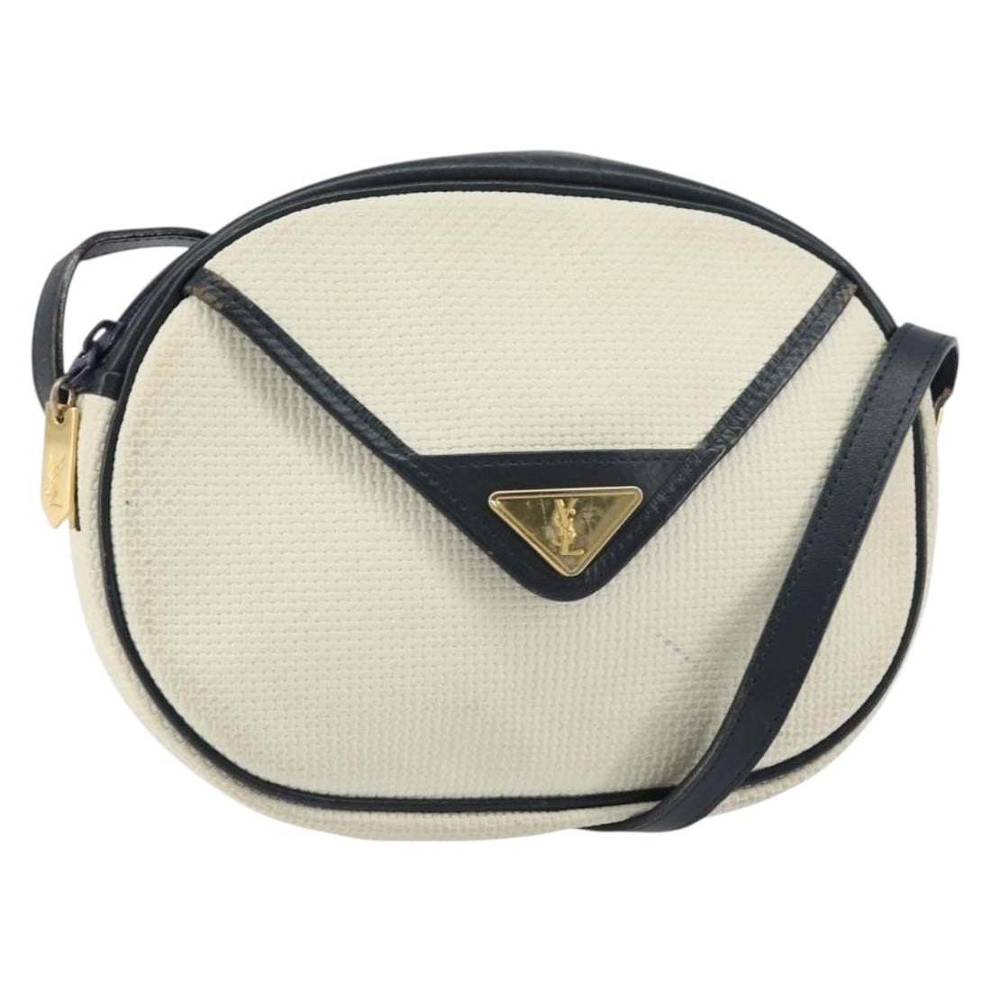 SAINT LAURENT White Gold Leather Shoulder Bag Auth 156806: SAINT LAURENT White Gold Leather Shoulder Bag Auth 156806 This stylish Saint Laurent shoulder bag combines elegance and practicality. Crafted from premium leather, it features a chic white and gold co