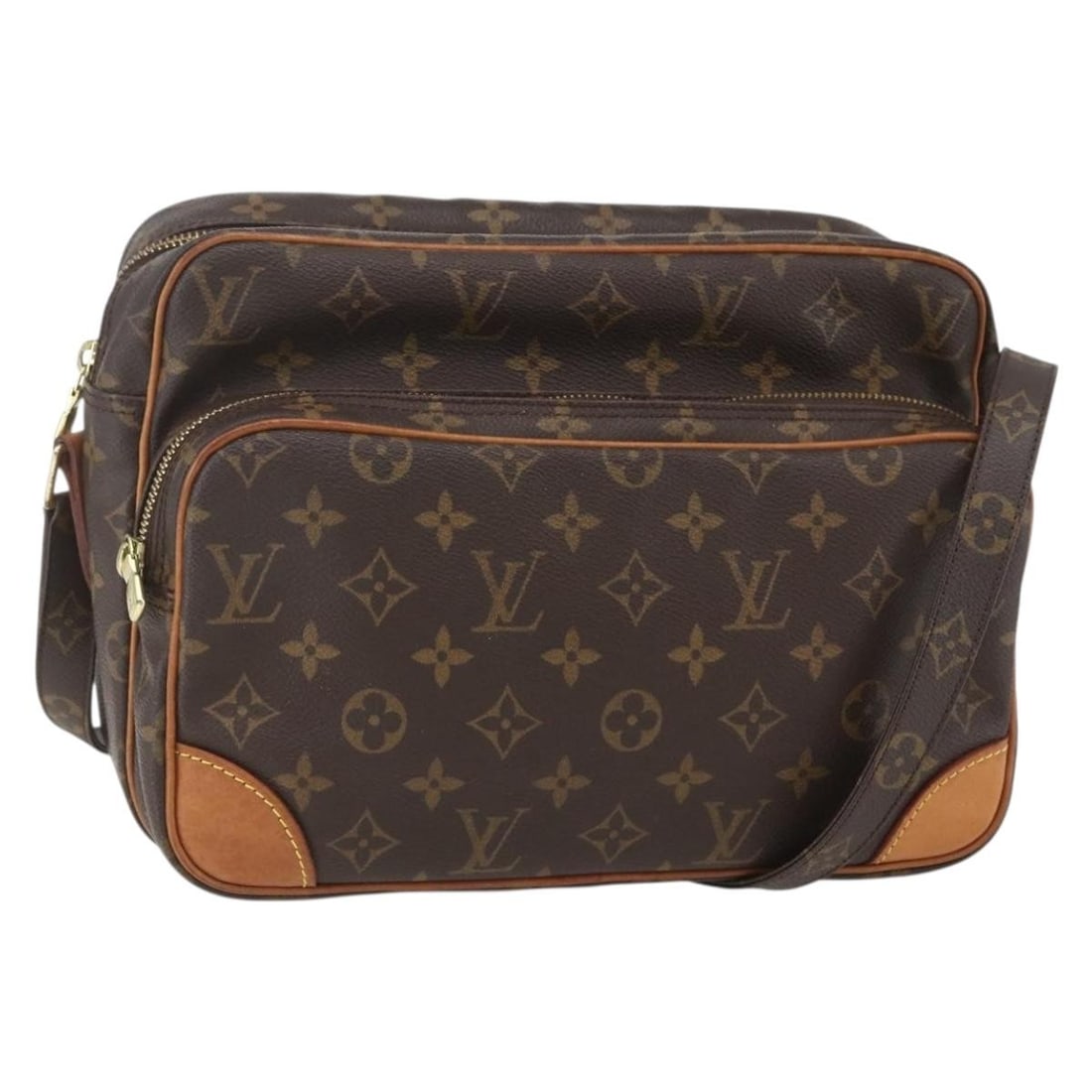 LOUIS VUITTON Monogram Nile Shoulder Bag M45244 Auth France: LOUIS VUITTON Monogram Nile Shoulder Bag M45244 Auth France This Louis Vuitton Monogram Nile Shoulder Bag is a classic piece crafted in France from durable Monogram Canvas. The stylish exterior featur