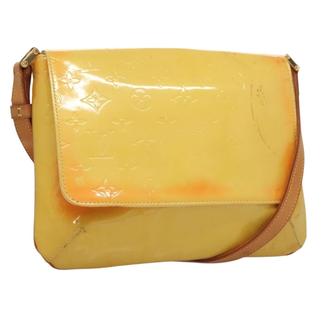 LOUIS VUITTON Monogram Vernis Thompson Street Bag Lime Yellow M91071: LOUIS VUITTON Monogram Vernis Thompson Street Bag Lime Yellow M91071 Elevate your style with the LOUIS VUITTON Monogram Vernis Thompson Street Bag in a vibrant Lime Yellow. Crafted from high-quality p