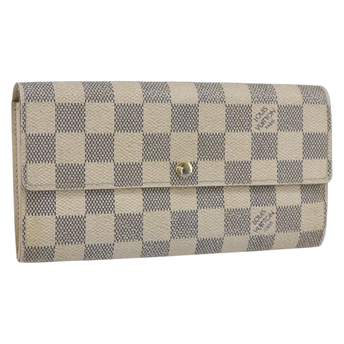 LOUIS VUITTON Damier Azur Sarah Long Wallet N61735 Authentic: LOUIS VUITTON Damier Azur Sarah Long Wallet N61735 Authentic Presenting the LOUIS VUITTON Damier Azur Portefeuille Sarah Long Wallet, a stylish accessory crafted from durable Damier Azur Canvas. This