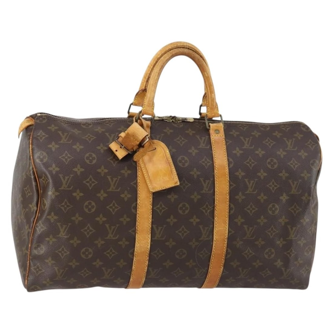 LOUIS VUITTON Monogram Keepall 50 Boston Bag M41426 Authenticated: LOUIS VUITTON Monogram Keepall 50 Boston Bag M41426 Authenticated This Louis Vuitton Monogram Keepall 50 Boston Bag is a timeless piece of luxury, made in France. Crafted from durable Monogram Canvas,