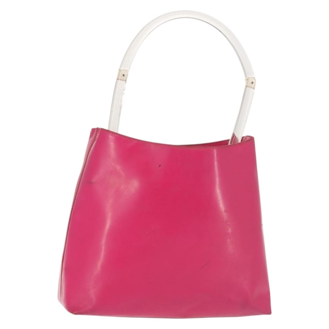PRADA Pink Clear Leather Shoulder Bag Made in Italy: PRADA Pink Clear Leather Shoulder Bag Made in Italy This PRADA Shoulder Bag is a stylish accessory crafted from high-quality leather, featuring a vibrant pink and clear color combination. Designed for