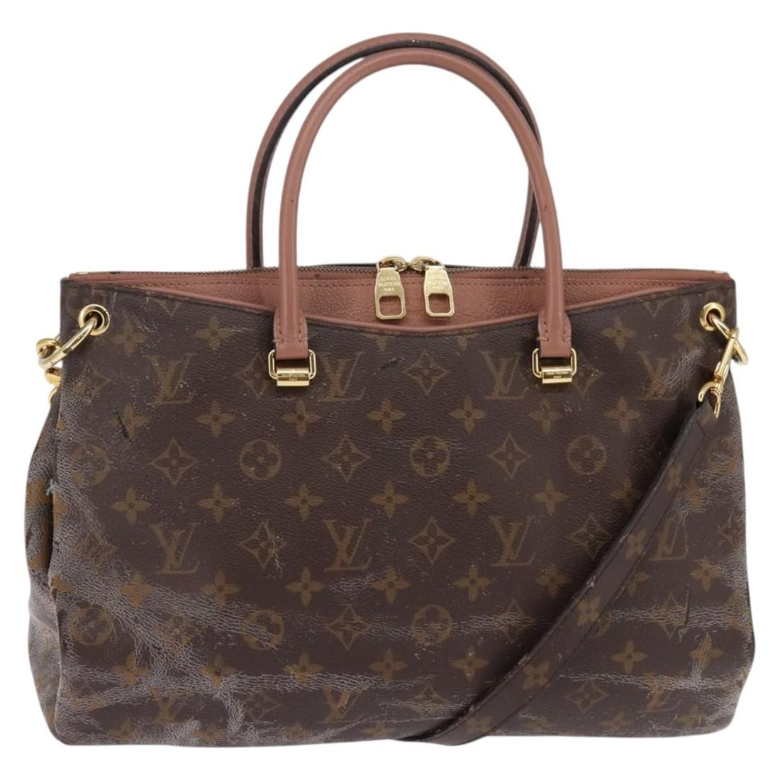 LOUIS VUITTON Monogram Pallas MM Hand Bag Bois De Rose M41598 Authentic: LOUIS VUITTON Monogram Pallas MM Hand Bag Bois De Rose M41598 Authentic The LOUIS VUITTON Monogram Pallas MM Hand Bag in Bois de Rose is a stylish and versatile accessory, perfect for any occasion. Th