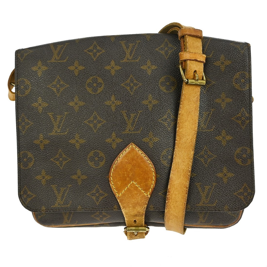 Louis Vuitton Monogram Cartouchiere GM Brown Canvas Shoulder Bag M51252: Louis Vuitton Monogram Cartouchiere GM Brown Canvas Shoulder Bag M51252 This Louis Vuitton Cartouchiere GM shoulder bag features the iconic Monogram canvas with brown leather trim and an adjustable cr