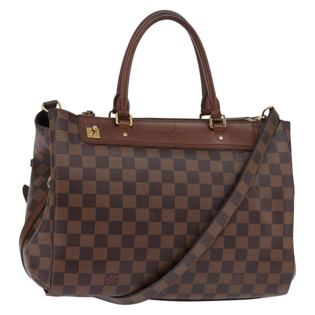 LOUIS VUITTON Damier Ebene Greenwich 2way Hand Bag N41337 Authentic: LOUIS VUITTON Damier Ebene Greenwich 2way Hand Bag N41337 Authentic This LOUIS VUITTON Damier Ebene Greenwich Hand Bag is a stylish and versatile accessory, crafted from durable Damier Ebene canvas. T