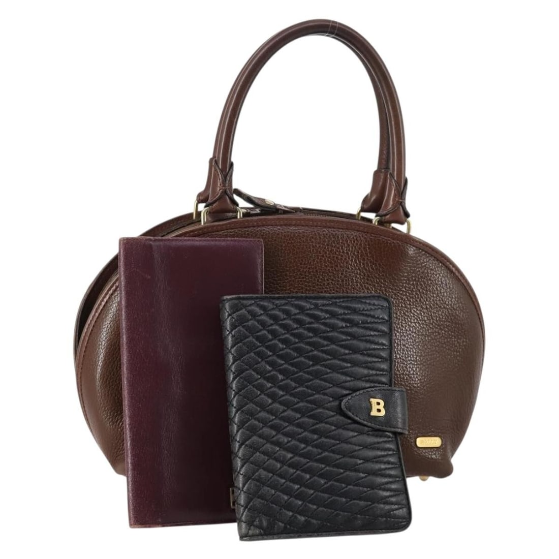 BALLY Leather Hand Bag Set 3 Pieces Brown Black Bordeaux Authentic BA6632: BALLY Leather Hand Bag Set 3 Pieces Brown Black Bordeaux Authentic BA6632 This BALLY hand bag set features a sophisticated combination of colors including brown, black, and bordeaux, crafted from high