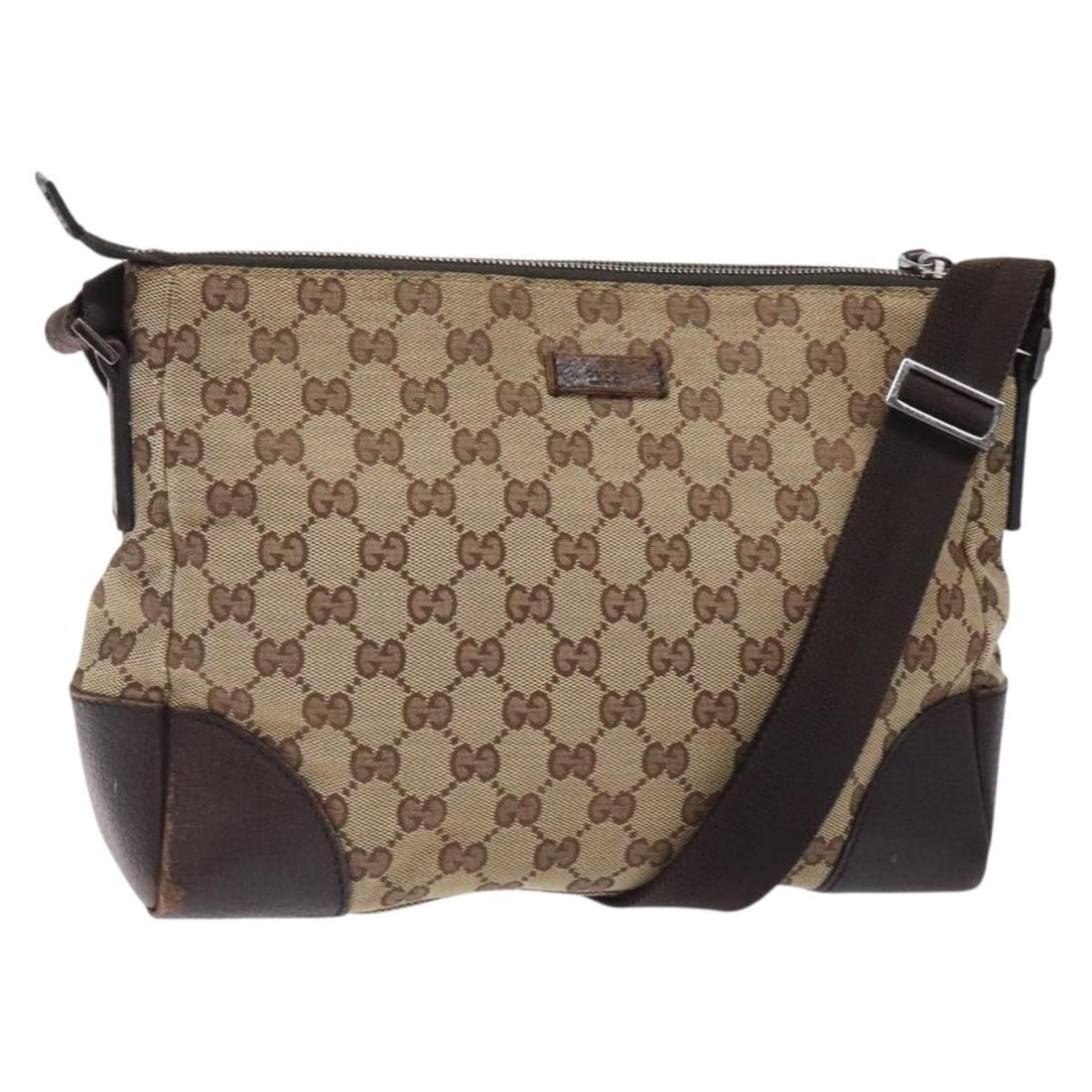 GUCCI GG Canvas Shoulder Bag Beige Silver 114273 Made in Italy: GUCCI GG Canvas Shoulder Bag Beige Silver 114273 Made in Italy This GUCCI GG Canvas Shoulder Bag is a stylish and practical accessory, perfect for daily use. Crafted from durable GG Canvas in a chic b