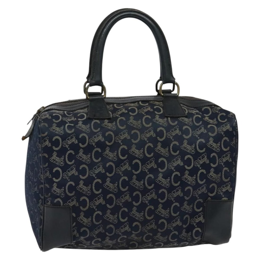 Authentic CELINE C Sulky Boston Bag Navy Canvas Made in France: Authentic CELINE C Sulky Boston Bag Navy Canvas Made in France This authentic CELINE C Sulky Boston Bag is a stylish accessory made from durable canvas in a classic navy hue. The bag features a spacio