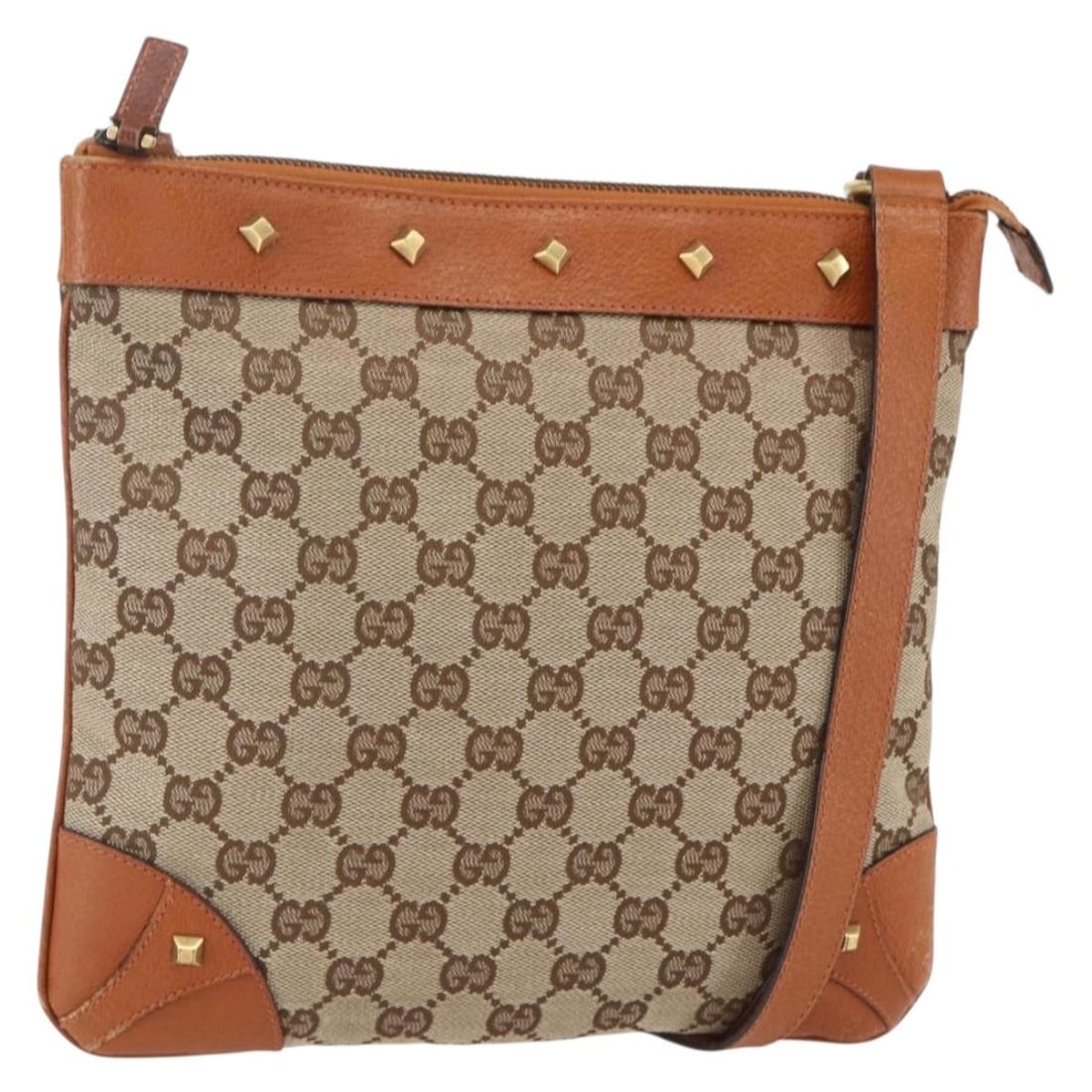 GUCCI GG Canvas Shoulder Bag Beige Gold 120893 Authentic: GUCCI GG Canvas Shoulder Bag Beige Gold 120893 Authentic This authentic GUCCI GG Canvas Shoulder Bag is a stylish accessory that showcases the brand's renowned craftsmanship. Made in Italy, the bag fe