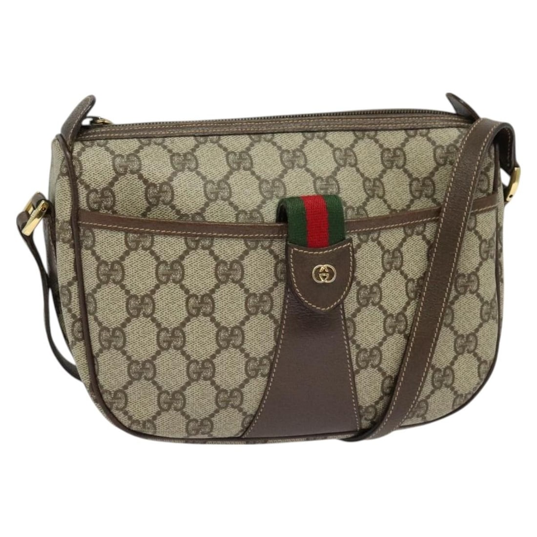 GUCCI GG Supreme Sherry Line Shoulder Bag Beige Gold PVC 001 123 6177 Auth: GUCCI GG Supreme Sherry Line Shoulder Bag Beige Gold PVC 001 123 6177 Auth This authentic GUCCI GG Supreme Web Sherry Line Shoulder Bag combines luxury and practicality, crafted from high-quality PVC