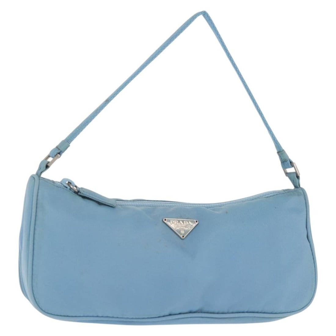 PRADA Light Blue Silver Nylon Accessory Pouch Auth 144231 Made in Italy: PRADA Light Blue Silver Nylon Accessory Pouch Auth 144231 Made in Italy This PRADA Accessory Pouch is crafted from durable nylon, featuring a stylish light blue and silver color combination. Perfect f