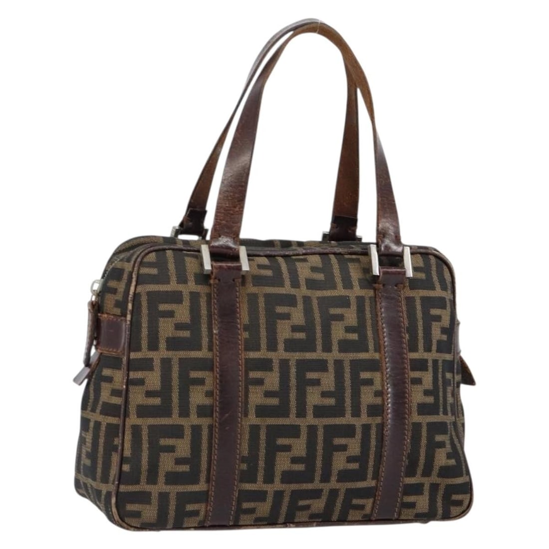 FENDI Zucca Canvas Boston Bag Black Brown Made in Italy: FENDI Zucca Canvas Boston Bag Black Brown Made in Italy This FENDI Boston Bag is a stylish and functional accessory crafted from iconic Zucca Canvas in a striking black and brown color combination. Wi