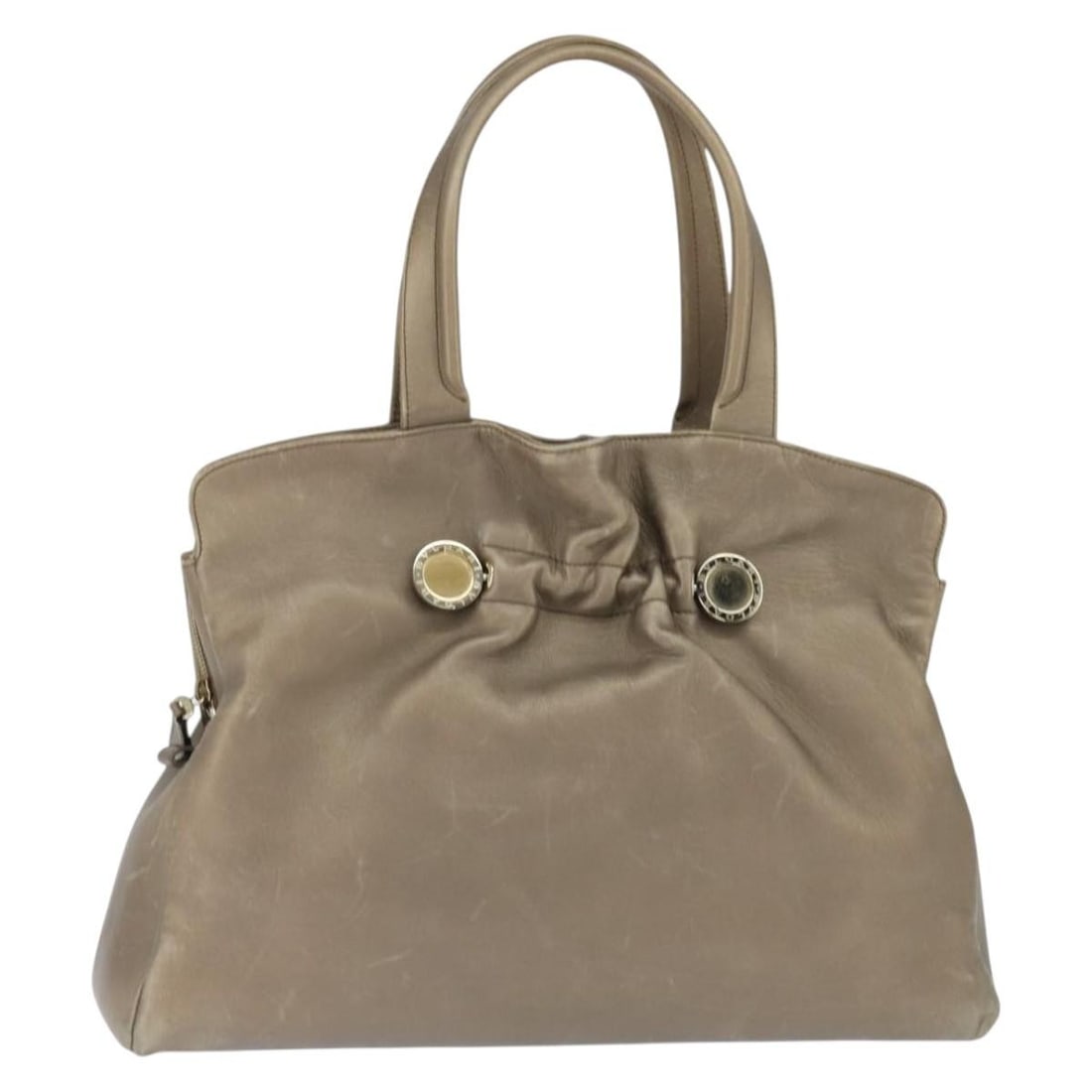 BVLGARI Champagne Gold Leather Tote Bag Italy Auth bs30583: BVLGARI Champagne Gold Leather Tote Bag Italy Auth bs30583 This BVLGARI Tote Bag is a luxurious accessory crafted in Italy from high-quality leather, featuring a stunning champagne gold exterior. Desi