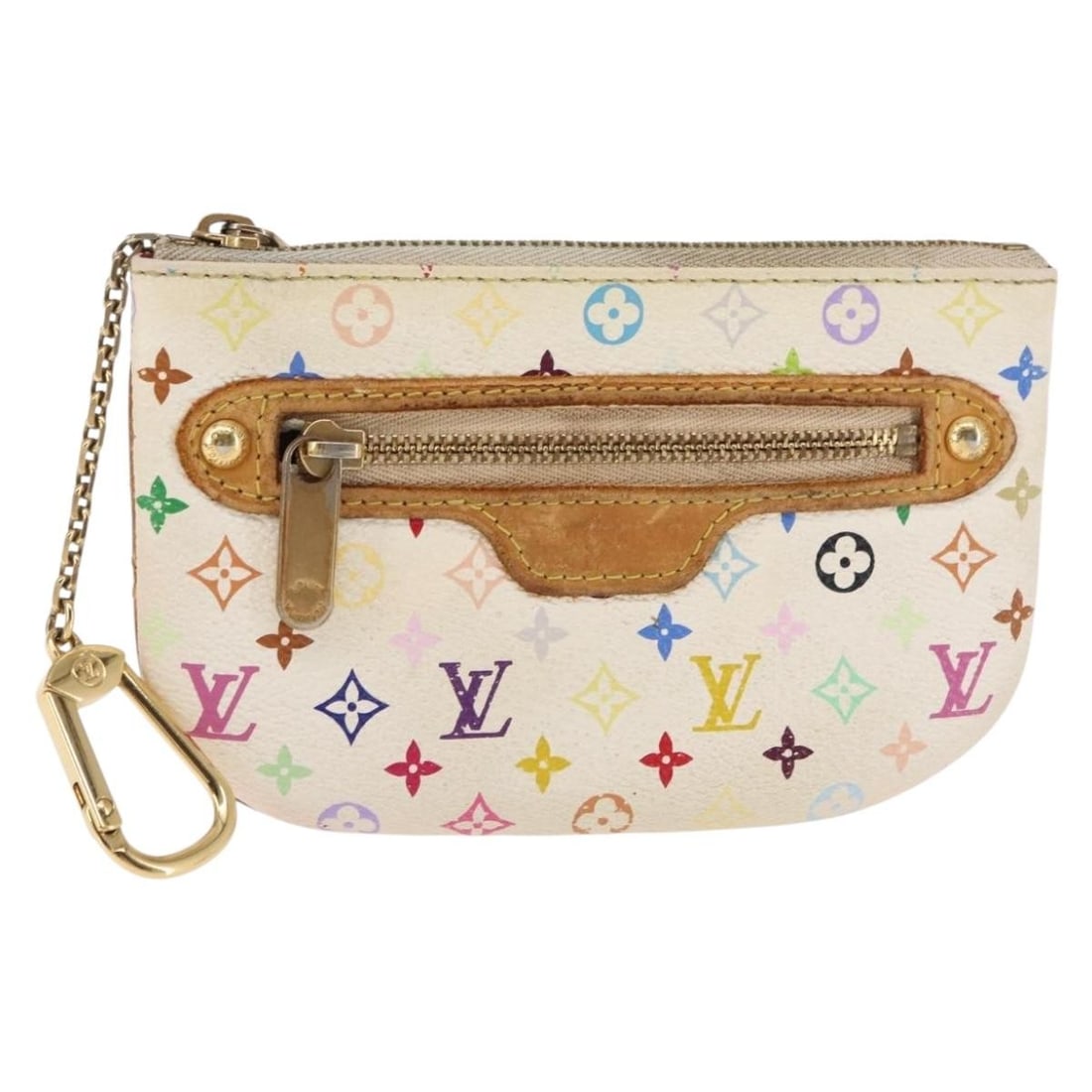 LOUIS VUITTON Monogram Multicolor Pochette MM Pouch White M60028 Auth (1 of 18)