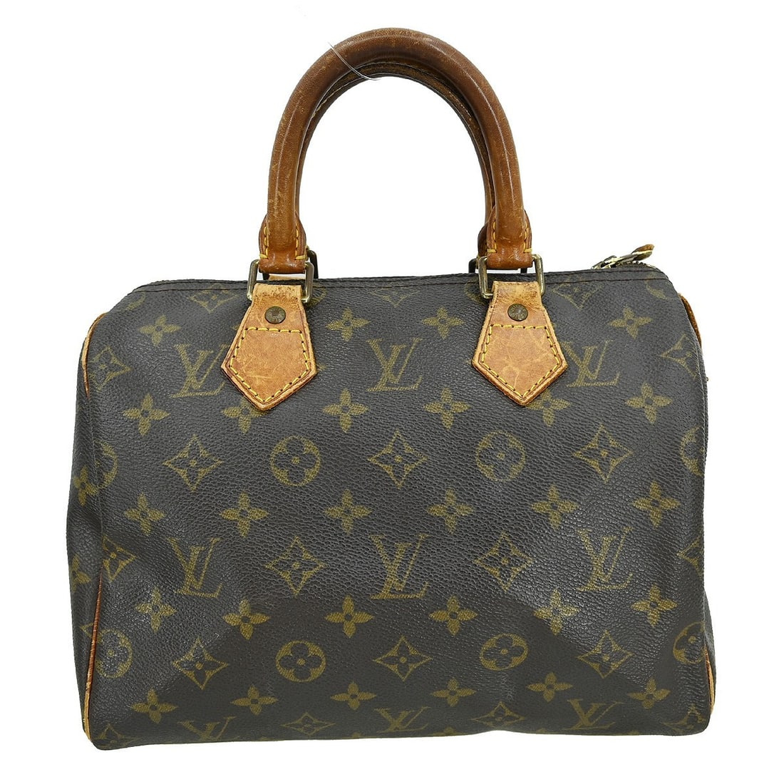 Louis Vuitton Speedy 25 Monogram Canvas Small Brown Duffle Bag M41528: Louis Vuitton Speedy 25 Monogram Canvas Small Brown Duffle Bag M41528 This is a vintage Louis Vuitton Speedy 25 handbag crafted from the iconic brown Monogram canvas with beige leather double handles