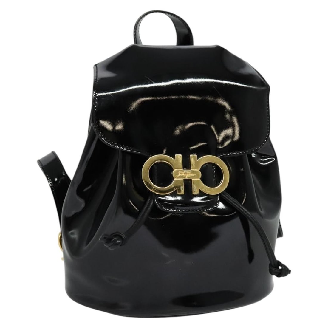Salvatore Ferragamo Gancini Black Silver Enamel Backpack Auth DJ-21 6147 (1 of 18)