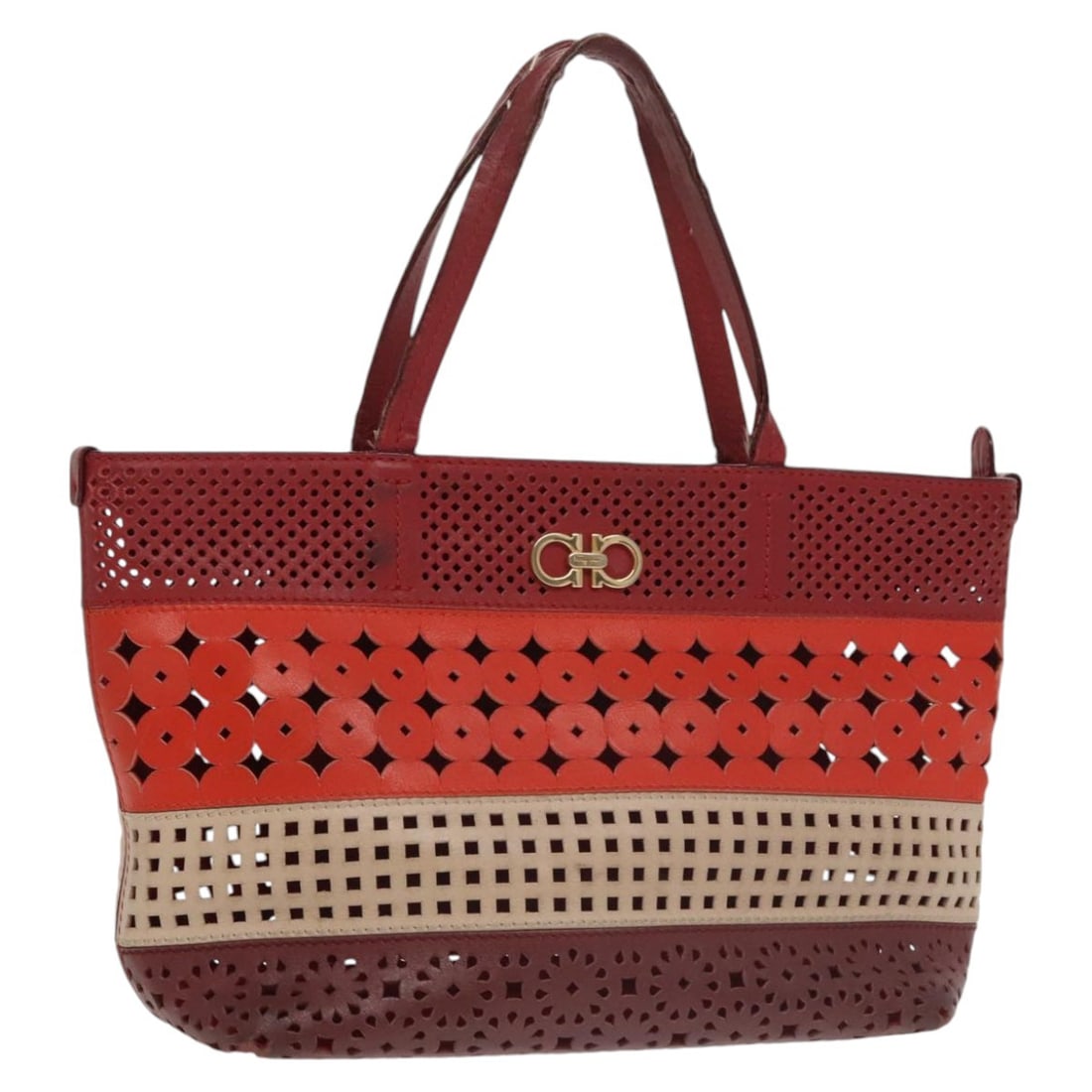 Salvatore Ferragamo Red Gold Leather Tote Bag Authenticated: Salvatore Ferragamo Red Gold Leather Tote Bag Authenticated This exquisite Salvatore Ferragamo Tote Bag features a striking combination of red and gold leather, showcasing the brand's luxurious crafts