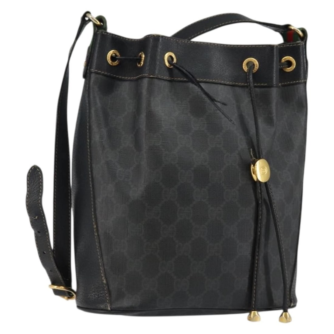 GUCCI GG Supreme Sherry Line Shoulder Bag PVC Black Red 164 02 034 Auth: GUCCI GG Supreme Sherry Line Shoulder Bag PVC Black Red 164 02 034 Auth This GUCCI GG Supreme Web Sherry Line Shoulder Bag is a stylish accessory crafted from durable PVC leather in a classic black an