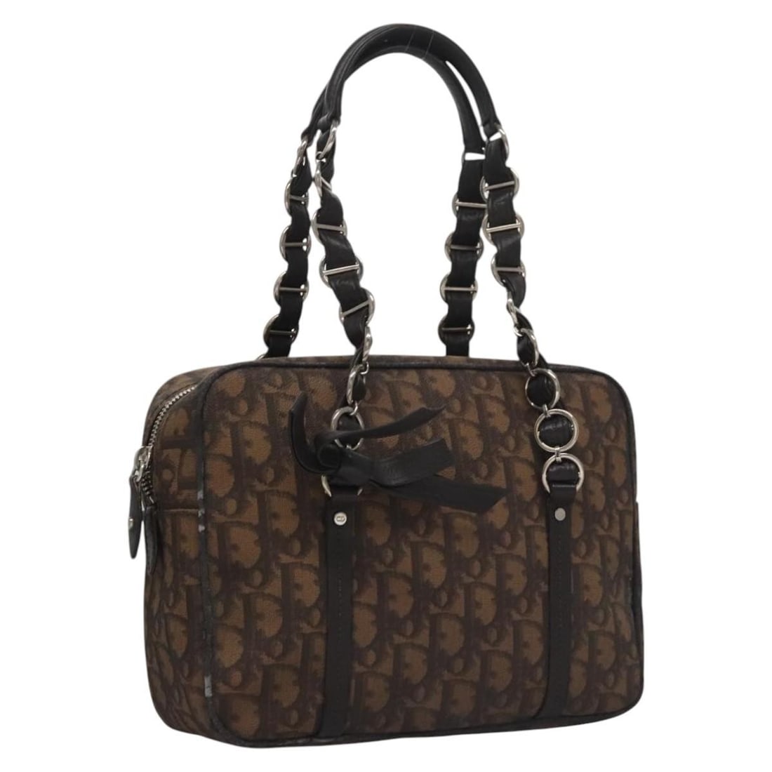 Christian Dior Brown PVC Romantic Trotter Canvas Shoulder Bag Auth Italy: Christian Dior Brown PVC Romantic Trotter Canvas Shoulder Bag Auth Italy This Christian Dior Romantic Trotter Canvas Shoulder Bag showcases a timeless design in elegant brown PVC leather. Crafted in I