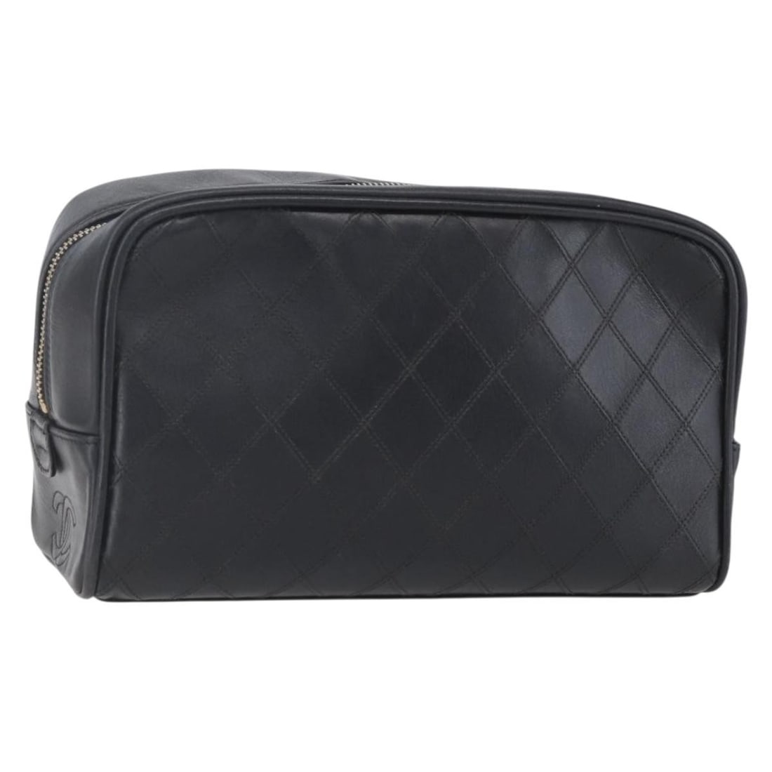 CHANEL Bicolore Patent Leather Pouch Black Gold Auth Italy (1 of 18)