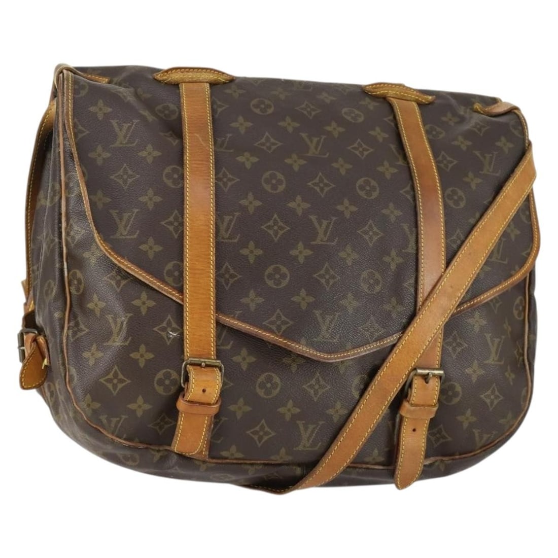 Louis Vuitton Saumur 43 Monogram Canvas Shoulder Bag M42252: Louis Vuitton Saumur 43 Monogram Canvas Shoulder Bag M42252 This Louis Vuitton Monogram Saumur 43 is a classic shoulder bag crafted from signature monogram canvas with natural leather trim. The bag fe