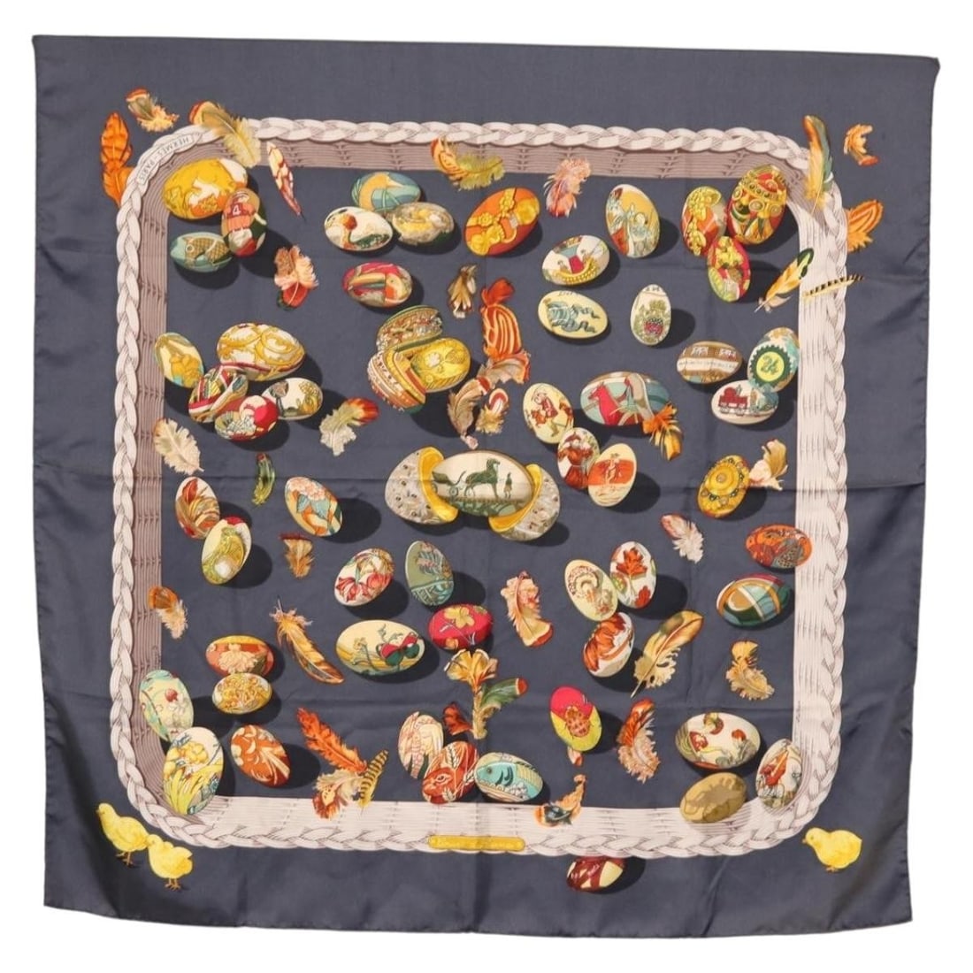 HERMES Carre 90 Scarf Silk Couvee d'HERMES Gray France Auth 149765 (1 of 14)