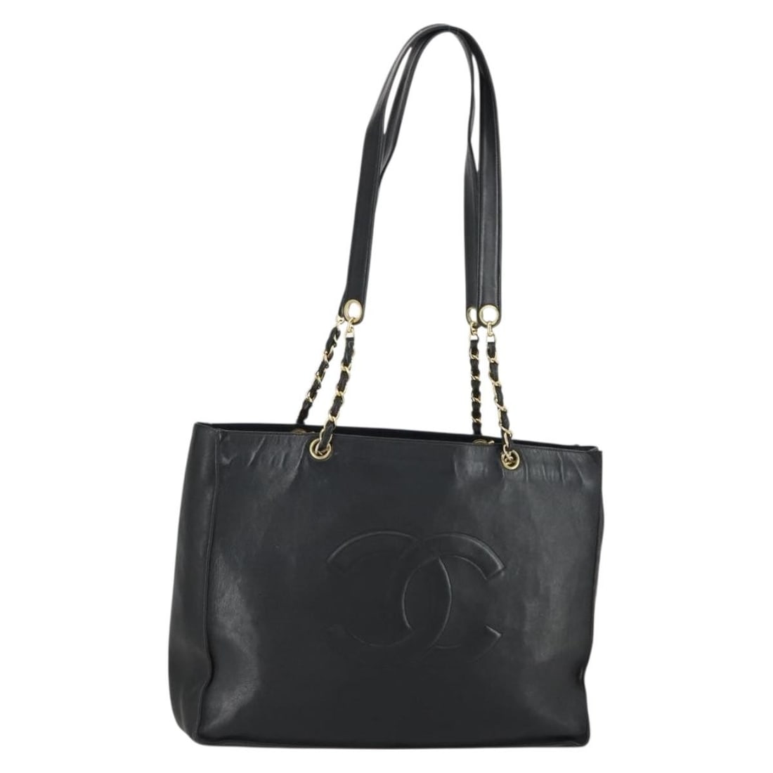 CHANEL Coco Mark Chain Shoulder Bag Black Gold Lamb Skin Authentic: CHANEL Coco Mark Chain Shoulder Bag Black Gold Lamb Skin Authentic This CHANEL COCO Mark Chain Shoulder Bag is a luxurious accessory crafted from premium lamb skin, featuring a striking black and gold