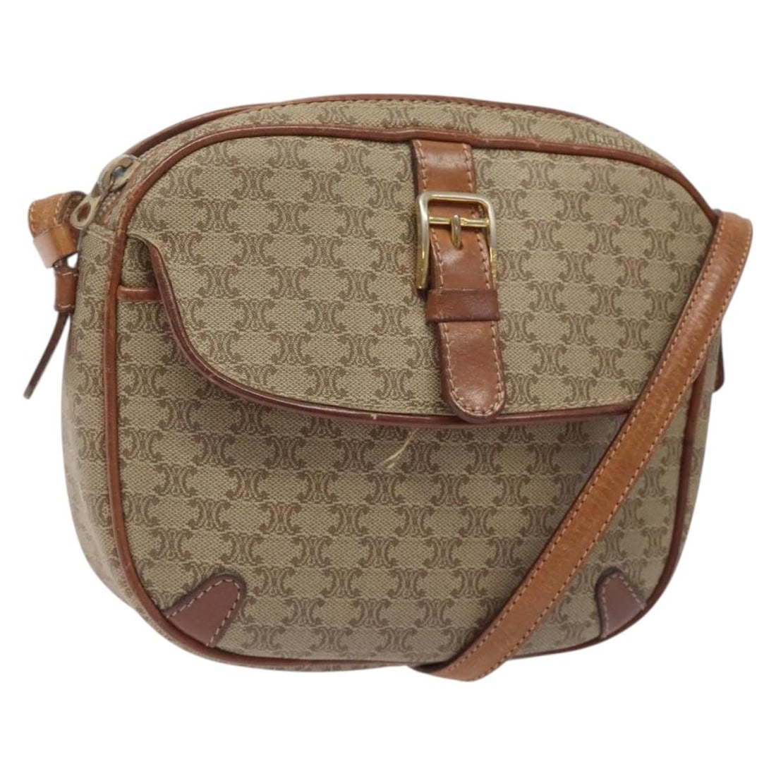 CELINE Macadam Beige Gold PVC Leather Shoulder Bag Italy: CELINE Macadam Beige Gold PVC Leather Shoulder Bag Italy Explore the elegance of the CELINE Macadam Canvas Shoulder Bag, crafted from high-quality PVC leather and featuring a sophisticated beige and g