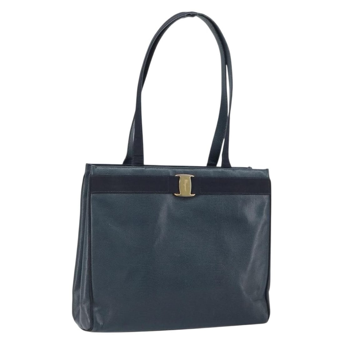 Blue Leather Vala Tote by Salvatore Ferragamo Gold Tone Italy: Blue Leather Vala Tote by Salvatore Ferragamo Gold Tone Italy This Salvatore Ferragamo Vala tote bag is crafted from blue leather with gold-tone accents. Designed with a spacious interior, it features