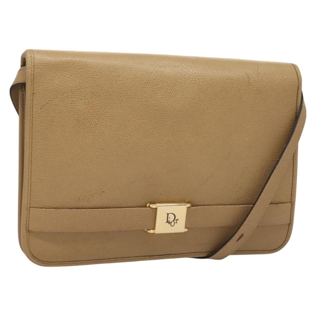 Christian Dior Beige Gold Leather Shoulder Bag Auth 127889: Christian Dior Beige Gold Leather Shoulder Bag Auth 127889 This exquisite Christian Dior shoulder bag is crafted from high-quality leather in a stunning beige and gold color combination. It features a